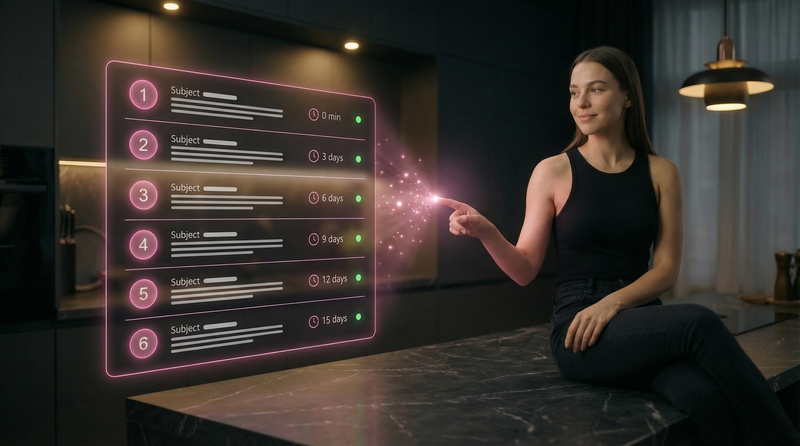 CONTENTMONSTER Newsletter Dashboard mit E-Mail-Sequenz-Editor und Segmentierungsübersicht